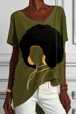 Casual 3D Figure Print O Neck Short Sleeve Oversize Graphics T-Shirts