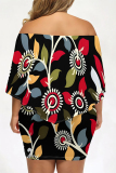 Casual Striped Print Cape Sleeve Backless Off Shoulder Wrapped Skirt Vacation Bodycon Mini Dresses