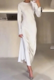 Formal O Neck Long Sleeve Long Mermaid Hem Evening Party Wedding Bodycon Maxi Dress