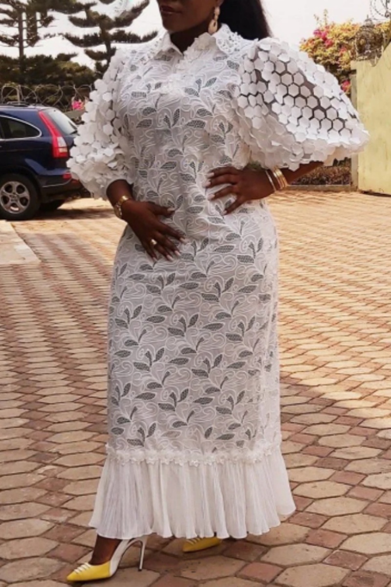 Vacation Puff Sleeves A-Line Solid Dress