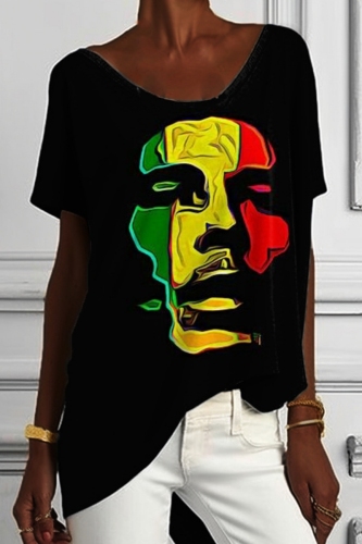 Casual Boho Graphics Print O Neck Short Sleeve Oversize T-Shirts