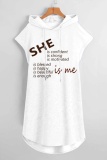 Graphics Print Sleeveless Short Sleeve Fall Hooded Longline Vest Sweatshirt