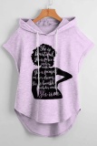 Casual Graphics Print Sleeveless Fall Winter Hooded Sweatshirt