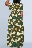 Halloween Outfit Skull Moon Print O Neck Short Sleeve Plus Size Straignt Loose T Shirt Maxi Dresses