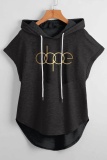 Casual Graphics Print Sleeveless Fall Winter Hooded Sweatshirt