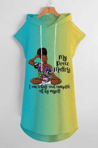 Graphics Print Sleeveless Short Sleeve Fall Hooded Longline Vest Sweatshirt
