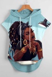Casual Graphics Print Sleeveless Fall Winter Hooded Sweatshirt