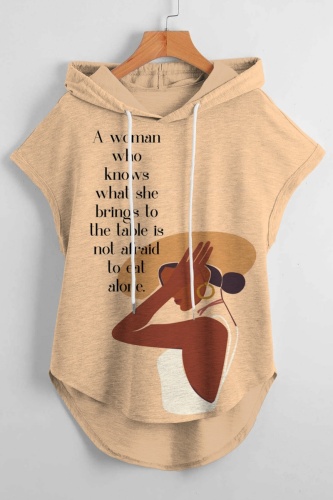 Casual Graphics Print Sleeveless Fall Winter Hooded Sweatshirt
