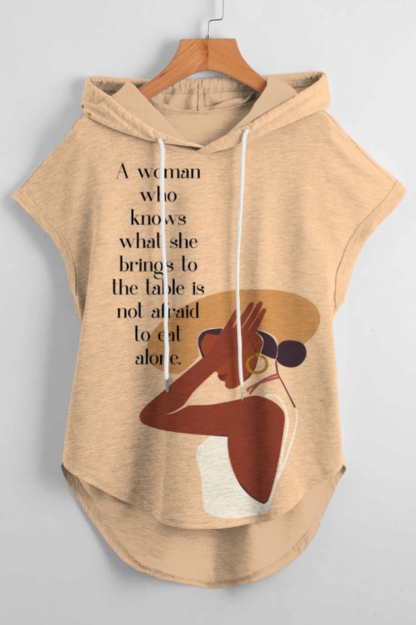 Casual Graphics Print Sleeveless Fall Winter Hooded Sweatshirt