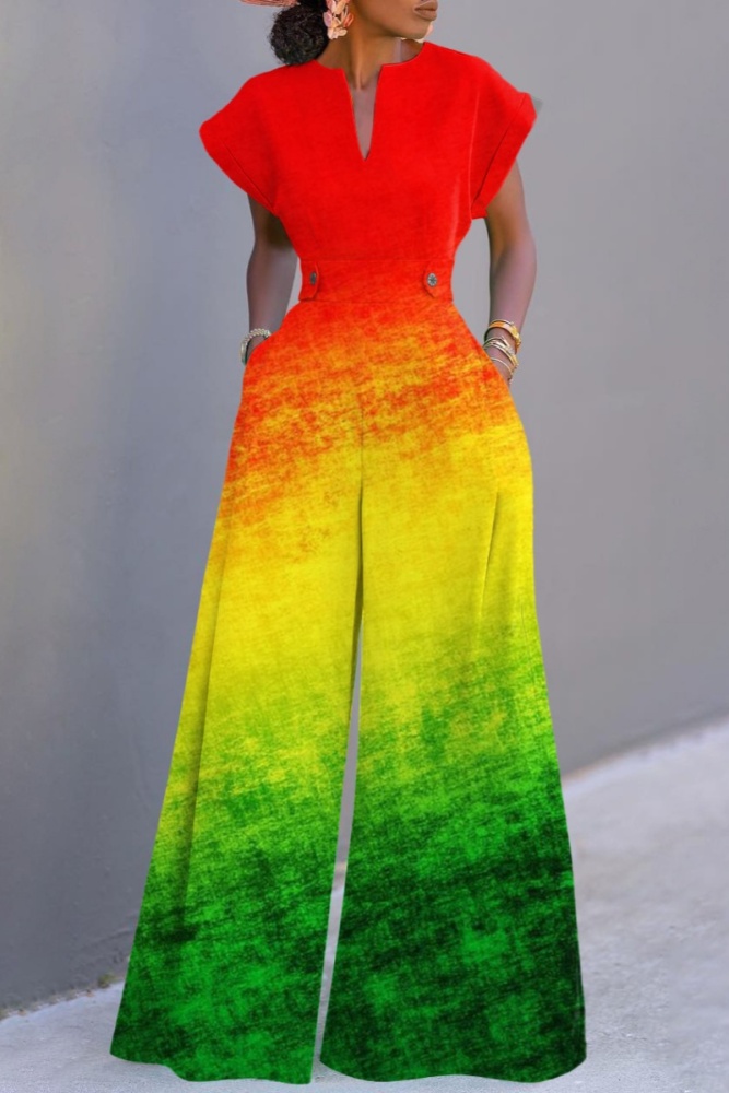 Short Sleeve Multi Printed color Jumpsuit.