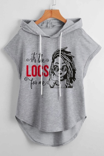 Casual Graphics Print Sleeveless Fall Winter Hooded Sweatshirt
