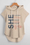 Casual Graphics Print Sleeveless Fall Winter Hooded Sweatshirt