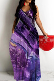 Graphics Print Backless Sleeveless Floor Length Vacation Baggy Sundress Slip Maxi Dress
