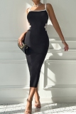 Formal Evening Party Backless Sleeveless Hollow Out Long Bodycon Maxi Slip Dress
