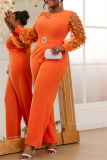 Formal Evening Party Butterfly Decor See-Through O Neck Long Sleeve Wide Leg Jumpsuits