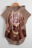 Casual Graphics Print Sleeveless Fall Winter Hooded Sweatshirt