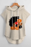 Casual Graphics Print Sleeveless Fall Winter Hooded Sweatshirt