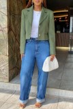 Casual High Waist Distressed Straight Leg Denim Jeans