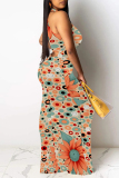 Graphics Print O Neck Sleeveless One Step Skirt Party Evening Party Bodycon Maxi Dresses