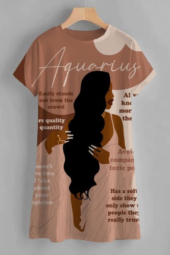 Casual Figure Print O Neck Short Sleeve Mini T-shirt Dress