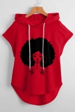 Casual Graphics Print Sleeveless Fall Winter Hooded Sweatshirt