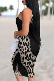 Casual Graphics Barbie Print U Neck Sleeveless Vacation Bodycon Midi Tank Dress