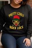 Casual Letter Print O Neck Long Sleeve Fall Winter Sweatshirt