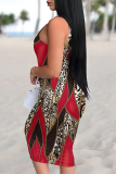 Casual Graphics Barbie Print U Neck Sleeveless Vacation Bodycon Midi Tank Dress