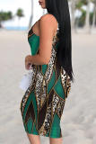 Casual Graphics Barbie Print U Neck Sleeveless Vacation Bodycon Midi Tank Dress