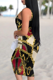 Casual Graphics Barbie Print U Neck Sleeveless Vacation Bodycon Midi Tank Dress