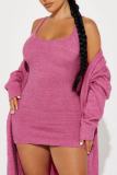 Casual O Neck Short Sleeve Pocket Sweater Bodycon Tank Mini Dresses Cover Up Longline Cardigan Jacket