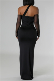 Formal Evening Party Backless Strapless Long Sleeve Hollow Out Long Bodycon Maxi Dress
