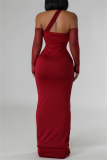Formal Evening Party Backless Strapless Long Sleeve Hollow Out Long Bodycon Maxi Dress