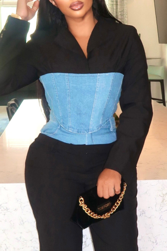 Casual Zipper Turndown Collar Long Sleeve Irregular Hem Vacation Crop Jackets