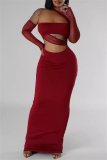 Formal Evening Party Backless Strapless Long Sleeve Hollow Out Long Bodycon Maxi Dress