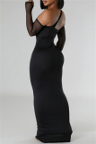 Formal Evening Party Backless Strapless Long Sleeve Hollow Out Long Bodycon Maxi Dress