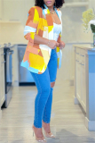 Casual Graphics Print Turn-back Collar Long Sleeve Formal Office Lady Cardigan Blazer Jackets