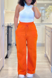 Sportwear Casual High Waist Draw String Pocket Loose Wide Leg Sweatpants