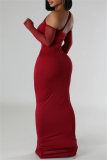 Formal Evening Party Backless Strapless Long Sleeve Hollow Out Long Bodycon Maxi Dress