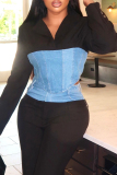 Casual Zipper Turndown Collar Long Sleeve Irregular Hem Vacation Crop Jackets