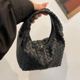 Casual Zipper Faux Braided Leather Shoulder Bag