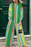 Casual Graphics Print Shirt Collar Long Sleeve Blouse And Wide Leg Pants Vacation Two Pieces Trouser Sets