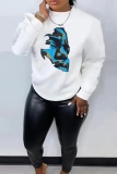 Casual Graphics Print O Neck Long Sleeve Winter Fall Sweatshirt