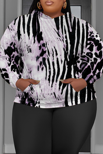 Casual Figure Print Long Sleeve Fall Winter Hooded Sweatshirt