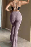 Casual Sportswear High Waist Skinny Flare Leg Pants