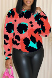 Casual Leopard Print O Neck Long Sleeve Winter Fall Sweatshirt