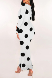 Casual Geometric Print O Neckt Short Sleeve One Step Skirt Vacation Bodycon Midi T-shirt Dress