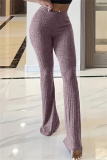 Casual Sportswear High Waist Skinny Flare Leg Pants