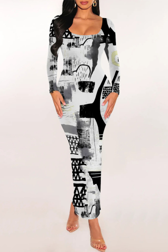 Casual Geometric Print O Neckt Short Sleeve One Step Skirt Vacation Bodycon Midi T-shirt Dress