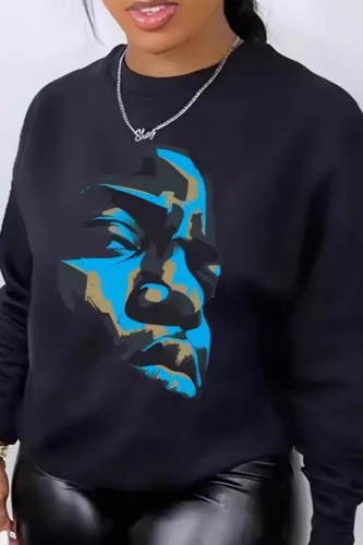 Casual Graphics Print O Neck Long Sleeve Winter Fall Sweatshirt